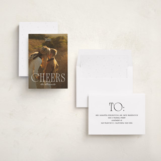 This is a vanilla new year photo cards with standard by Blustery August called chronicle printing on recycled smooth signature in standard