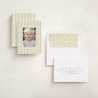 This is a teal new year photo cards with standard by Ellen Schlegelmilch called sparkling stripes printing on recycled smooth signature in standard