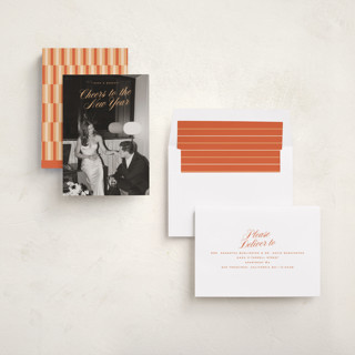 This is a apricot new year photo cards with standard by Ekko Studio called classy cheer printing on recycled smooth signature in standard