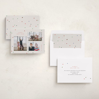 This is a confetti new year photo cards with standard by Pixel and Hank called so festive printing on recycled smooth signature in standard