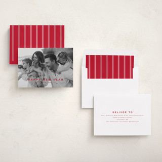 This is a cranberry new year photo cards with standard by Wildfield Paper Co called olympus printing on recycled smooth signature in standard