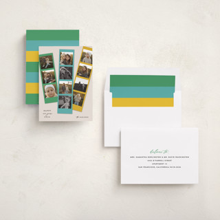 This is a green apple new year photo cards with standard by Maria Alou called candy snaps printing on recycled smooth signature in standard