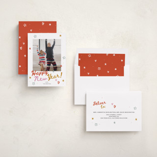 This is a confetti new year photo cards with standard by Ani Somi called everything confetti printing on recycled smooth signature in standard