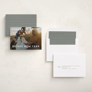 This is a snow new year photo cards with standard by Amy Kross called broadcast printing on recycled smooth signature in standard