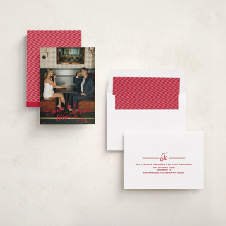 This is a cherry new year photo cards with standard by Kate Ahn called cin-cin printing on recycled smooth signature in standard