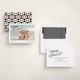 This is a noir new year photo cards with standard by Jackie Crawford called vintage snapshot printing on recycled smooth signature in standard