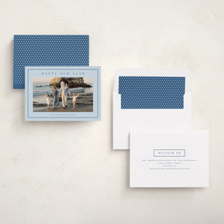 This is a ocean new year photo cards with standard by Stacey Meacham called preppy seaside printing on recycled smooth signature in standard