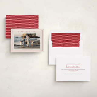 This is a berry new year photo cards with standard by Stacey Meacham called preppy seaside printing on recycled smooth signature in standard