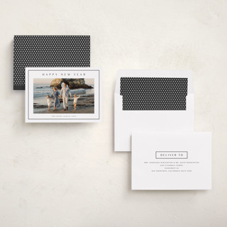 This is a graphite new year photo cards with standard by Stacey Meacham called preppy seaside printing on recycled smooth signature in standard