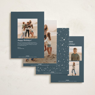 This is a navy new year photo cards with standard by Kate Ahn called lively note printing on recycled smooth signature in standard