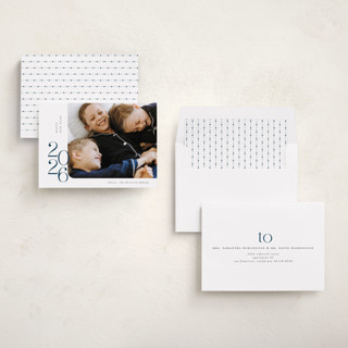 This is a navy new year photo cards with standard by Ana de Sousa called minimalist new year printing on recycled smooth signature in standard