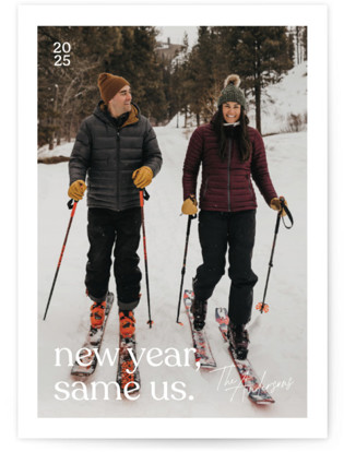 This is a snow new year photo cards with standard by Olivia Williams called thin border printing on recycled smooth signature in standard