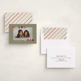 This is a spruce new year photo cards with standard by Sarah Hawkins Designs called dancing happy printing on recycled smooth signature in standard