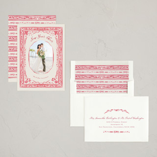 This is a peppermint new year photo cards with standard by Lucrecia Caporale called cheerful frame printing on recycled smooth signature in standard