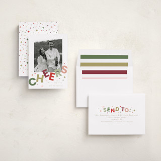 This is a elf shoes new year photo cards with standard by Everett Paper Goods called dazzle printing on recycled smooth signature in standard