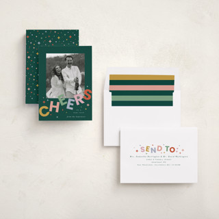 This is a evergreen new year photo cards with standard by Everett Paper Goods called dazzle printing on recycled smooth signature in standard