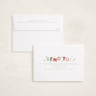 This is a elf shoes new year photo cards with standard by Everett Paper Goods called dazzle printing on recycled smooth signature in standard