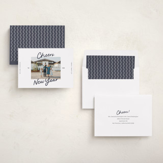 This is a slate new year photo cards with standard by Abbigail Lim called a simple cheers printing on recycled smooth signature in standard