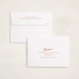 This is a terracotta new year photo cards with standard by Abbigail Lim called a simple cheers printing on recycled smooth signature in standard