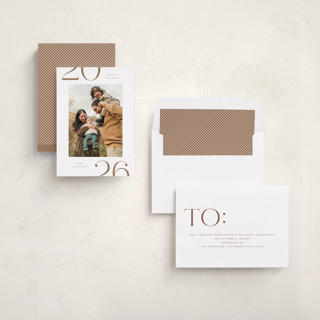 This is a snow new year photo cards with standard by Michelle Taylor called on the edge printing on recycled smooth signature in standard