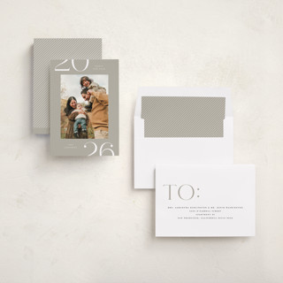This is a gravel new year photo cards with standard by Michelle Taylor called on the edge printing on recycled smooth signature in standard