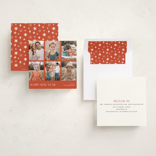 This is a flame new year photo cards with standard by Cass Loh called cheerful gallery printing on recycled smooth signature in standard