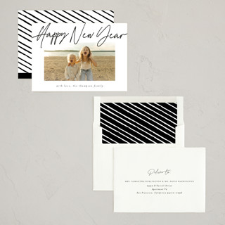 This is a noir new year photo cards with standard by AK Graphics called cheerfilled printing on recycled smooth signature in standard