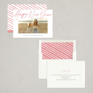 This is a winter rose new year photo cards with standard by AK Graphics called cheerfilled printing on recycled smooth signature in standard