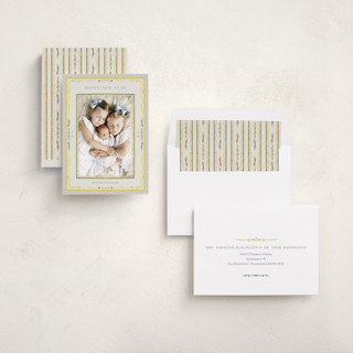 This is a cornucopia new year photo cards with standard by Lucrecia Caporale called delicate botanical frame printing on recycled smooth signature in standard
