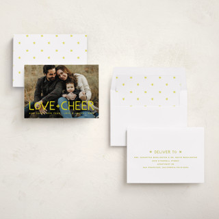 This is a lemon new year photo cards with standard by Snow and Ivy called love & cheer printing on recycled smooth signature in standard
