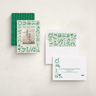 This is a forest new year photo cards with standard by Erika Firm called new year cheer doodles printing on recycled smooth signature in standard