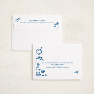 This is a blue jay new year photo cards with standard by Erika Firm called new year cheer doodles printing on recycled smooth signature in standard