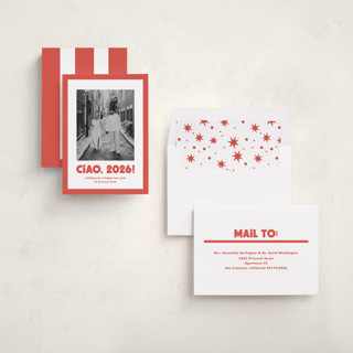 This is a tomato new year photo cards with standard by Megan Davis called trattoria printing on recycled smooth signature in standard