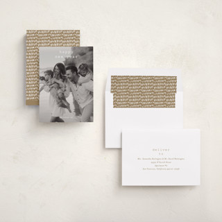 This is a cotton new year photo cards with standard by Stacey Meacham called cheery vibes printing on recycled smooth signature in standard