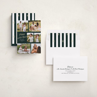 This is a forest new year photo cards with standard by Cass Loh called playful pop printing on recycled smooth signature in standard