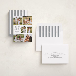 This is a coal new year photo cards with standard by Cass Loh called playful pop printing on recycled smooth signature in standard