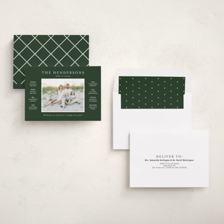 This is a pine new year photo cards with standard by Kristen Knechtel called our year in review printing on recycled smooth signature in standard