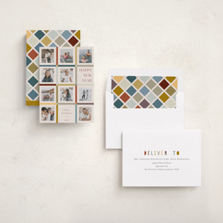 This is a retro new year photo cards with standard by lulu and isabelle called a year of colors printing on recycled smooth signature in standard