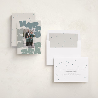 This is a blue spruce new year photo cards with standard by Lori Wemple called fun new year printing on recycled smooth signature in standard