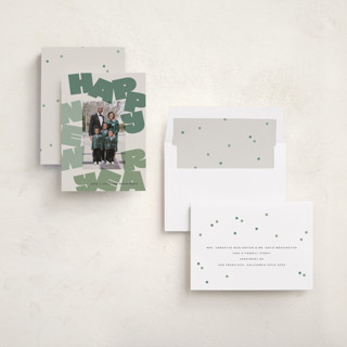 This is a sage new year photo cards with standard by Lori Wemple called fun new year printing on recycled smooth signature in standard