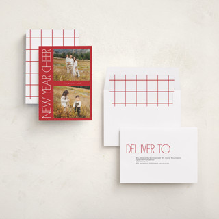 This is a cinnamon new year photo cards with standard by Lindsay Megahed called sideways printing on recycled smooth signature in standard