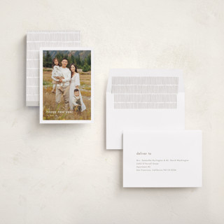This is a cotton new year photo cards with standard by Stacey Meacham called minimalist border printing on recycled smooth signature in standard