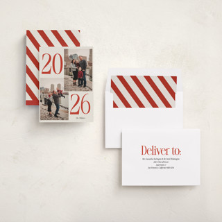 This is a sleigh new year photo cards with standard by Morgan Kendall called balanced printing on recycled smooth signature in standard