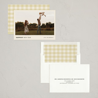 This is a vanilla new year photo cards with standard by Ani Somi called the good life printing on recycled smooth signature in standard