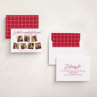This is a peppermint new year photo cards with standard by Kacey Kendrick Wagner called wonderful year printing on recycled smooth signature in standard