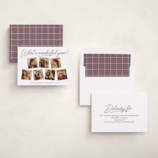 This is a sugar plum new year photo cards with standard by Kacey Kendrick Wagner called wonderful year printing on recycled smooth signature in standard