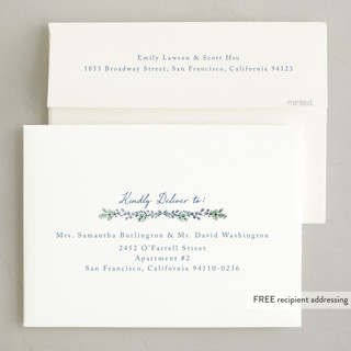 This is a frozen new year photo cards with standard by Petra Kern called scalloped greenery printing on recycled smooth signature in standard