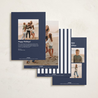 This is a denim new year photo cards with standard by Cass Loh called cursive bottom printing on recycled smooth signature in standard
