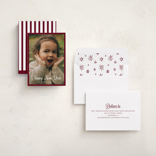 This is a wine new year photo cards with standard by Cass Loh called cursive bottom printing on recycled smooth signature in standard