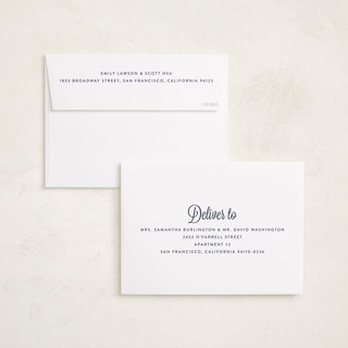 This is a denim new year photo cards with standard by Cass Loh called cursive bottom printing on recycled smooth signature in standard